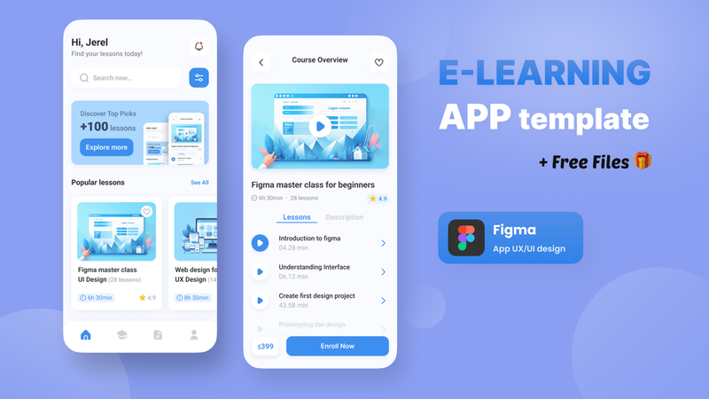 Highlight image for E-Learning Mobile App UI Template