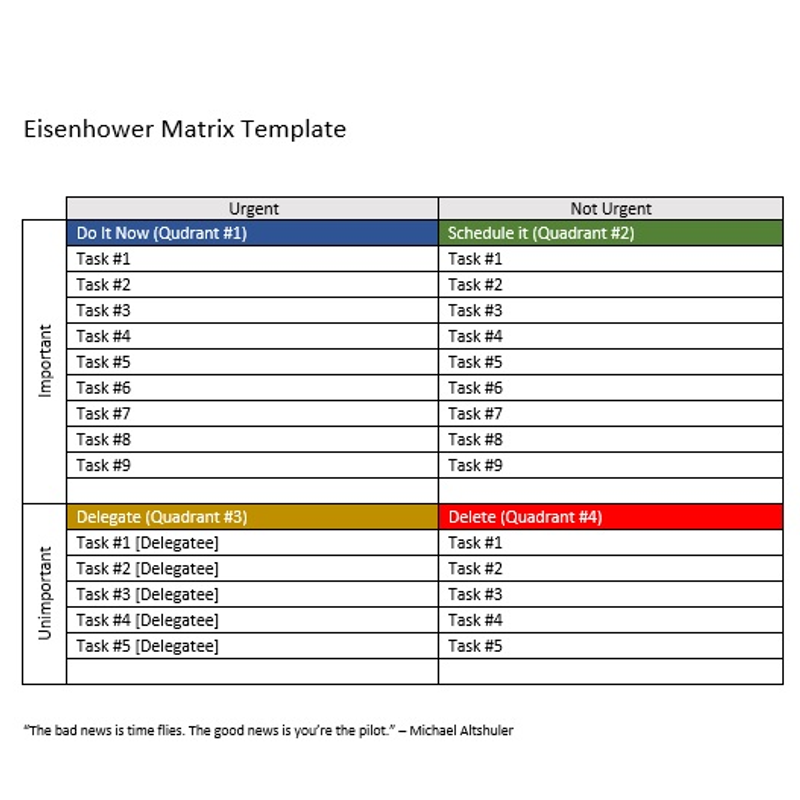 Highlight image 1 for Eisenhower Matrix Template