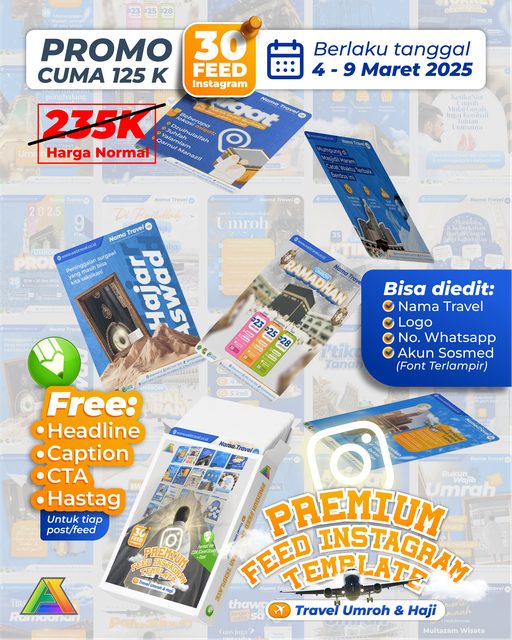 Image for TEMPLATE FEED INSTAGRAM TRAVEL UMROH DAN HAJI PREMIUM 30 HARI