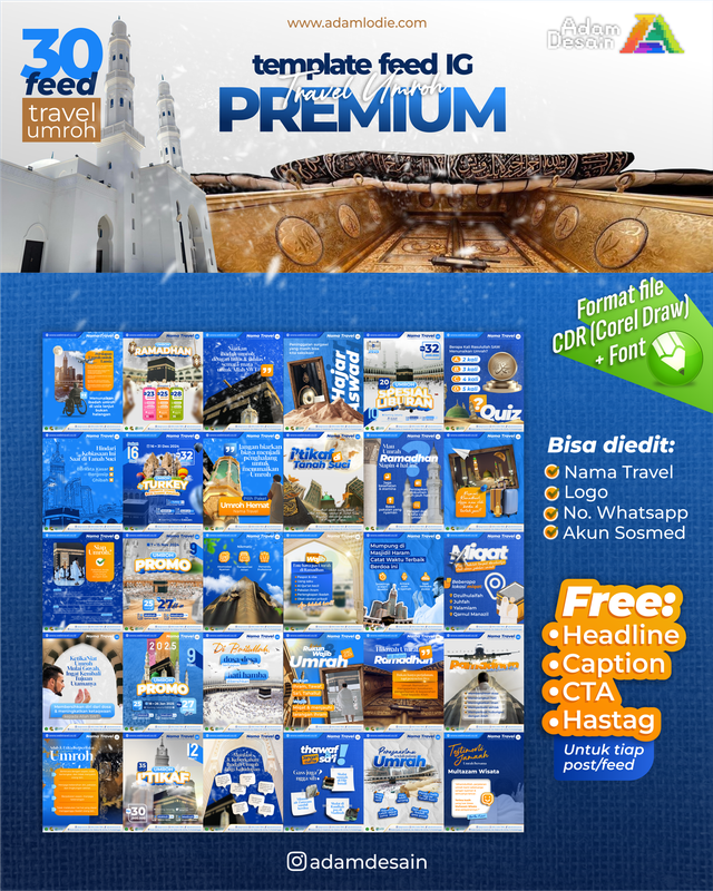 Image for TEMPLATE FEED INSTAGRAM TRAVEL UMROH DAN HAJI PREMIUM 30 HARI