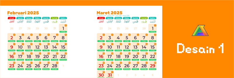 Highlight image for Template Kalender 2025 Vector Versi 2 (Editable)