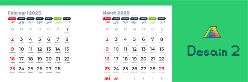 Highlight image for Template Kalender 2025 Vector Versi 2 (Editable)