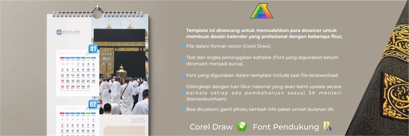 Highlight image 2 for Template Desain Kalender Travel Umrah & Haji 2025