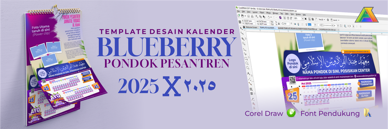 Template Desain Kalender 2025 untuk Pondok Pesantren Blueberry