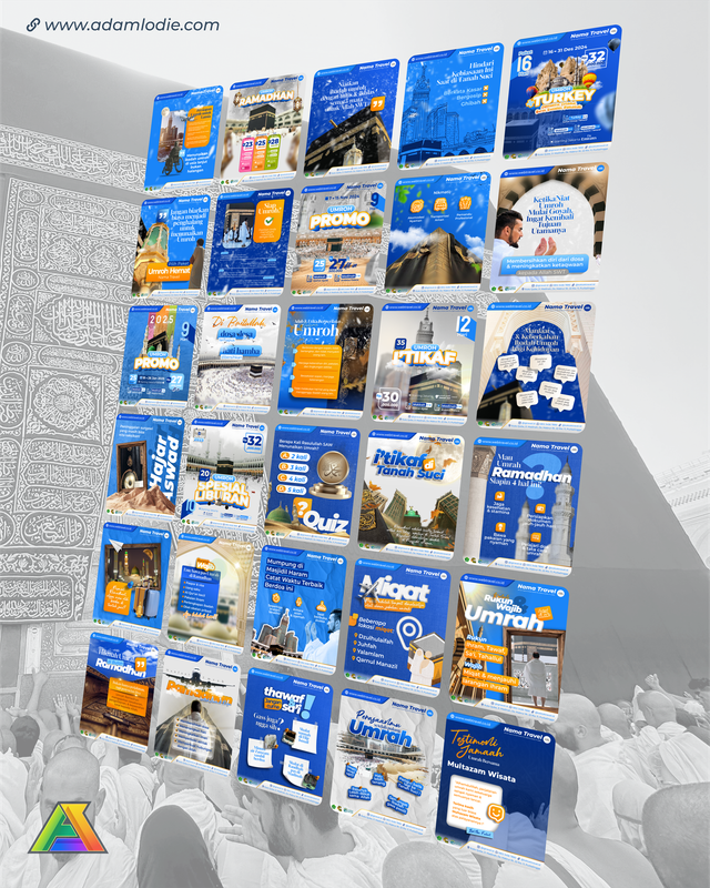 Highlight image 2 for TEMPLATE FEED INSTAGRAM TRAVEL UMROH PREMIUM 30 HARI