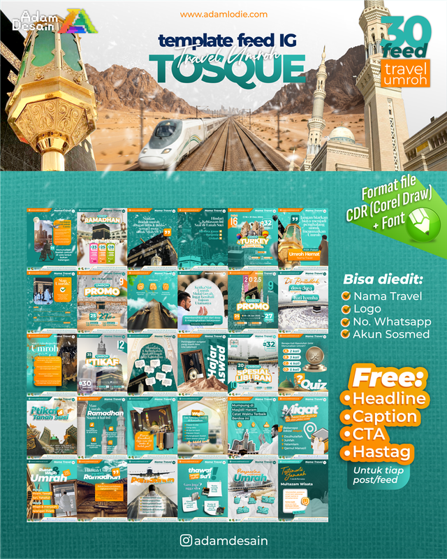 Highlight image 1 for TEMPLATE FEED INSTAGRAM TRAVEL UMROH TOSQUE