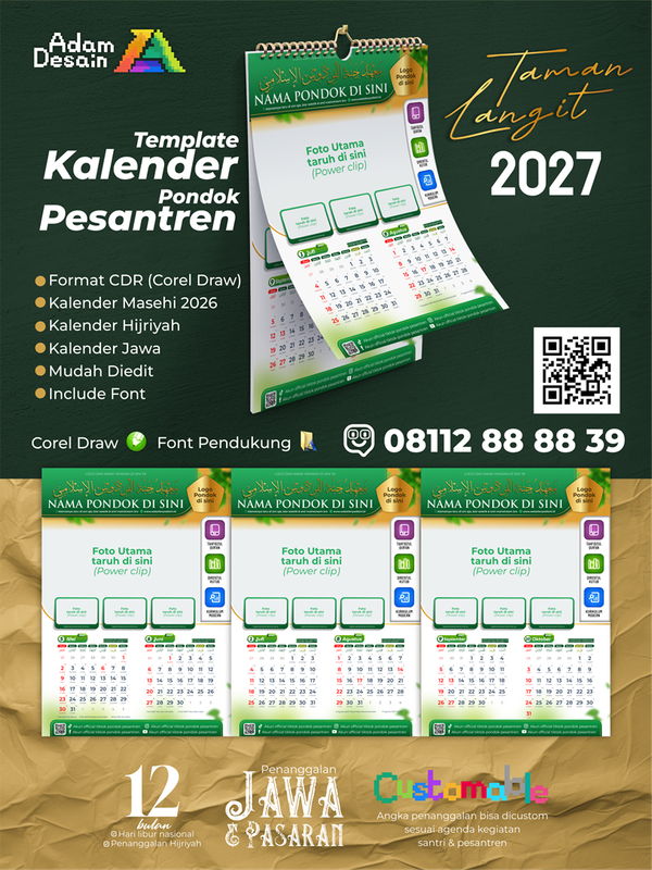 Highlight image 1 for Template Desain Kalender 2027 Pondok Pesantren Taman Langit