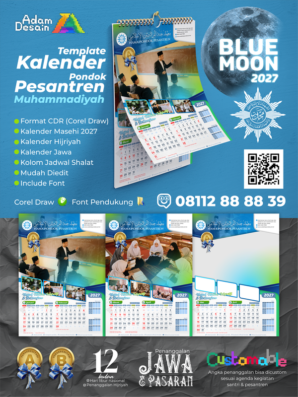 Highlight image 1 for Template Desain Kalender Pesantren Muhammadiyah 2027 BLUEMOON