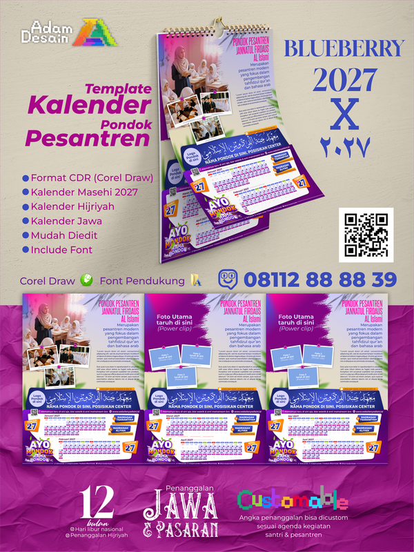 Highlight image for Template Desain Kalender 2027 Pondok Pesantren Blueberry