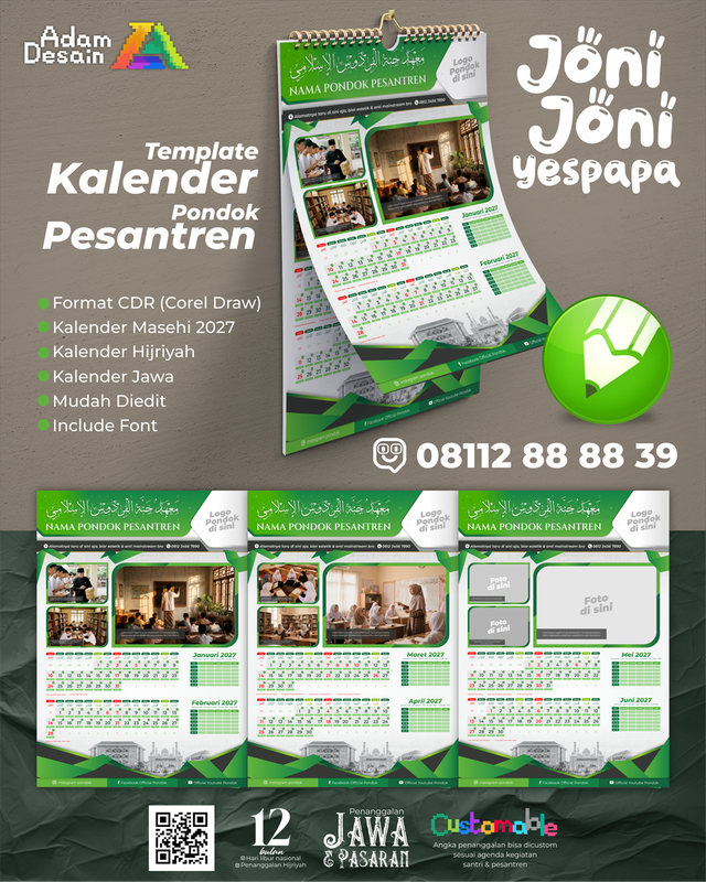 Highlight image for Template Desain Kalender 2027 Pondok Pesantren Jonijoni Yespapa