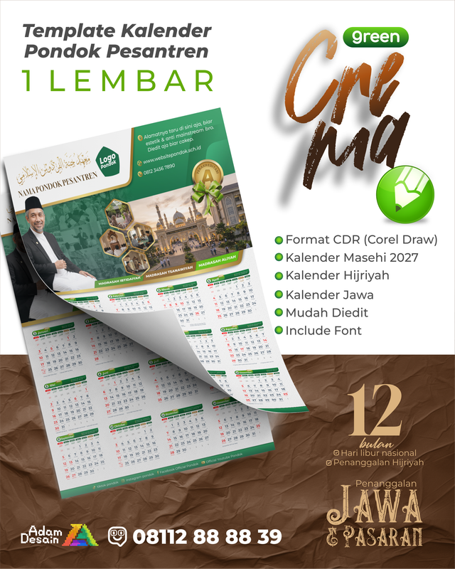 Highlight image for Template Desain Kalender 2027 Green Crema