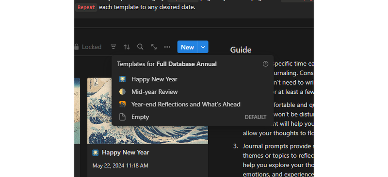 Highlight image for [Notion Template] Annual Journaling Prompts: : Planner, Track Growth, Goals