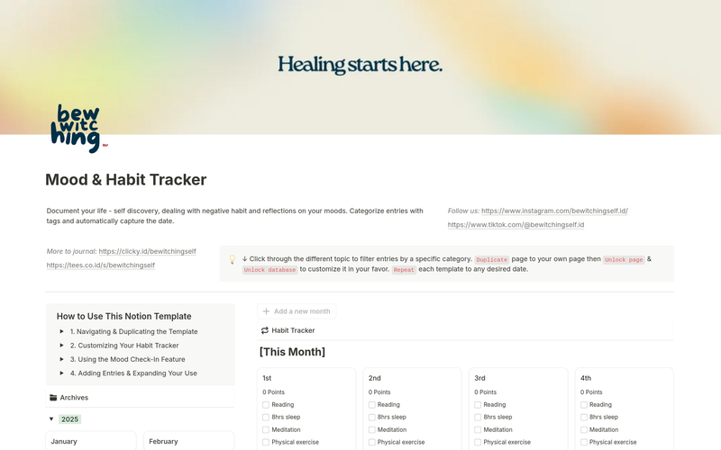 Highlight image for [Notion Template] Habit & Mood Tracker: Build and Control