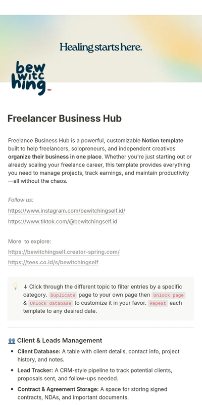 Highlight image 8 for [Notion Template] The Ultimate Freelance OS - Business and Gig Hub