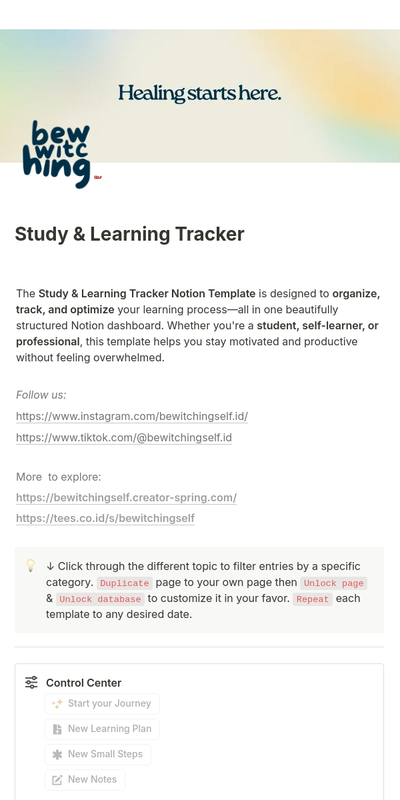 Highlight image 4 for [Notion Template] Study & Learning Tracker: Academic Planner, Knowledge Hub, Notes, Course Planning & Skill Tracking