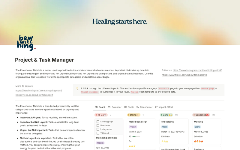 Highlight image 2 for [Notion Template] MasterFlow: The Ultimate Project & Task Manager, Plan, Track & Finish Projects
