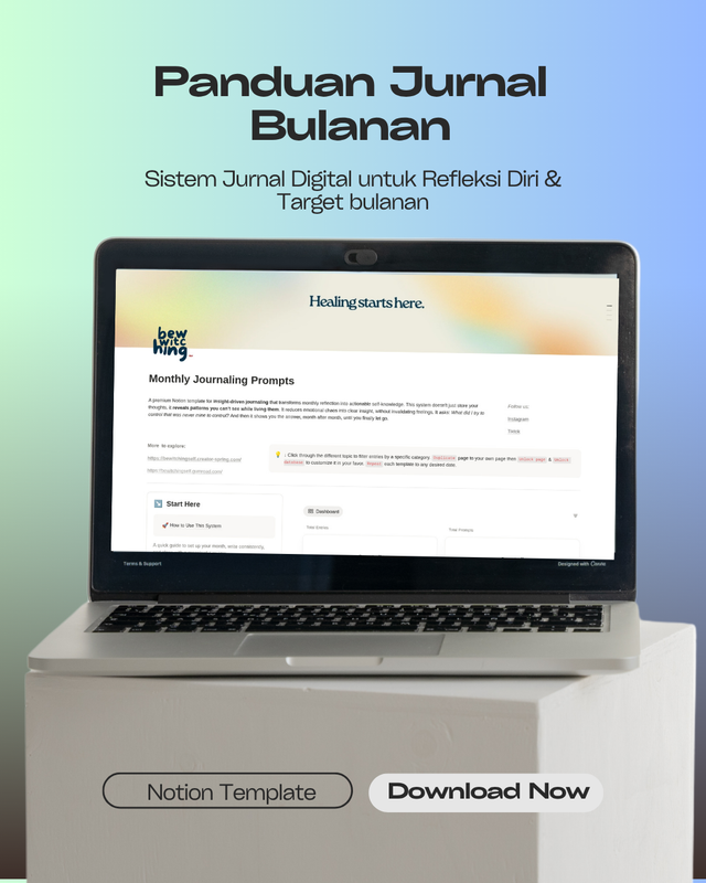 Highlight image for [Notion Template 2026] Sistem Jurnal Bulanan untuk Refleksi dan Pengembangan Diri