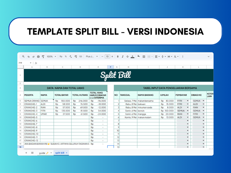 Highlight image 1 for [FREE] Template Split Bill - Versi Indonesia
