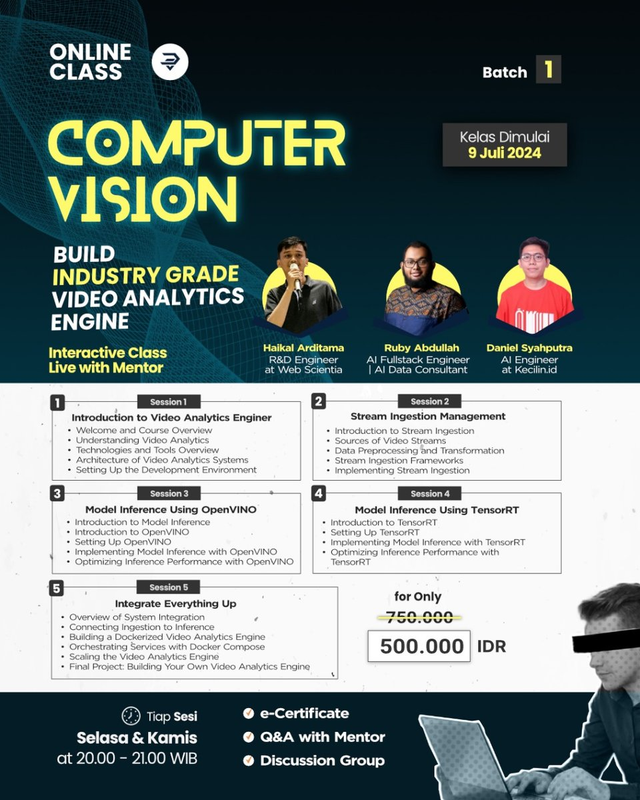 Highlight image 1 for Online Computer Vision Class: build industry grade video analytics engine