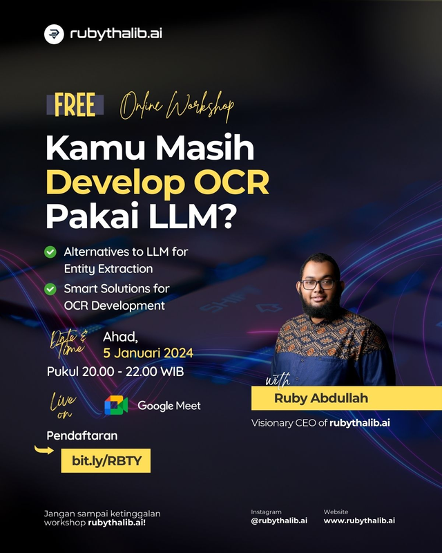Highlight image 1 for Free Online Workshop : "Kamu masih Develop OCR pakai LLM?"