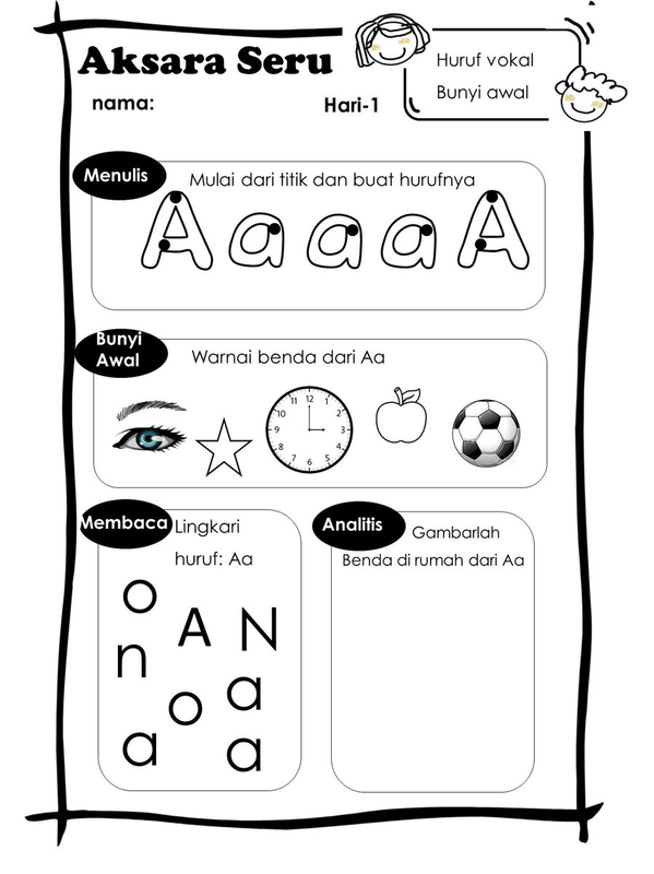 Highlight image for Printable worksheet aksara dan matematika seru anak prasekolah