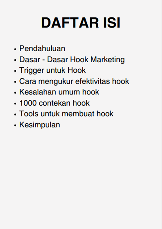 Highlight image 2 for Ebook 1000 Contekan Hook untuk Berbagai Niche