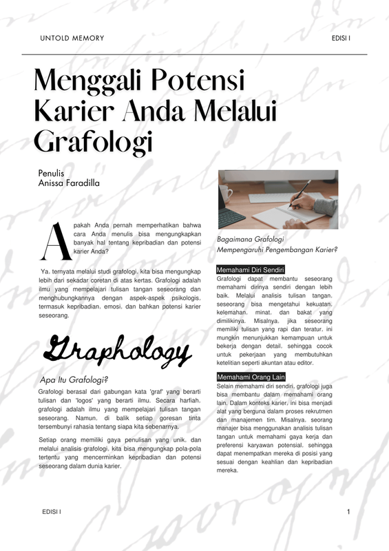 Highlight image for Artikel : Menggali Potensi Karier Anda Melalui Grafologi