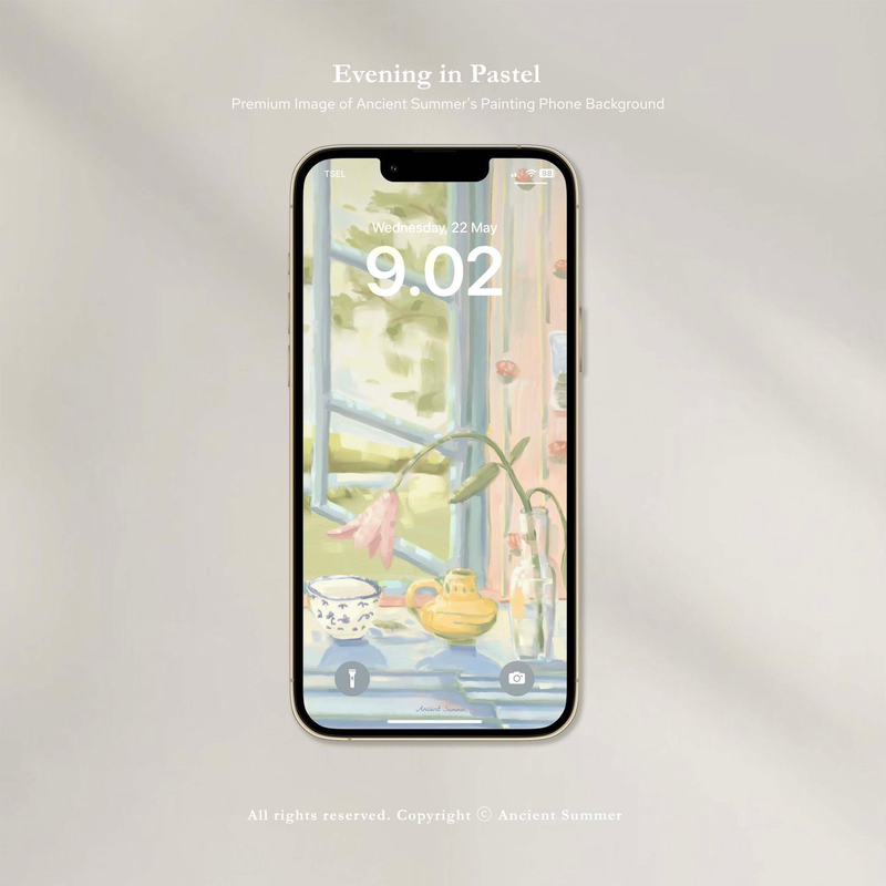 Highlight image 2 for Evening in Pastel Art Wallpaper | Premium Image of Ancient Summer's Painting Phone Background