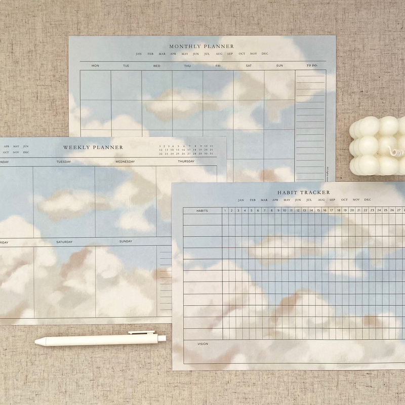 Highlight image 2 for Aesthetic Planner | Printable Planner and Habit Tracker Bundle