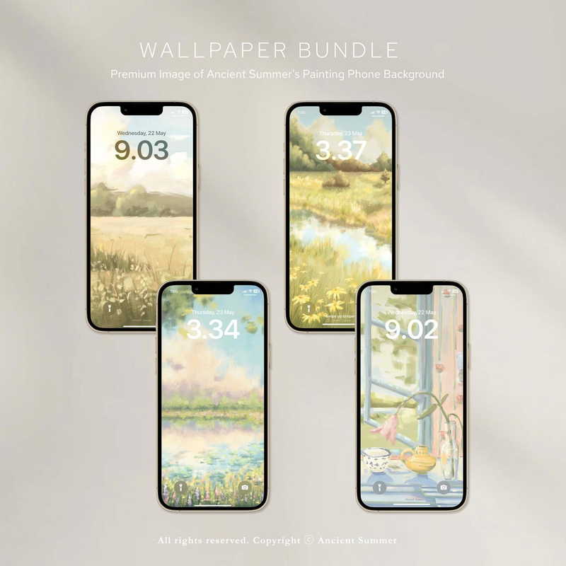 Highlight image for Wallpaper Bundle | 4 Designs | Premium Image of Ancient Summer's Painting Phone Backgrounds