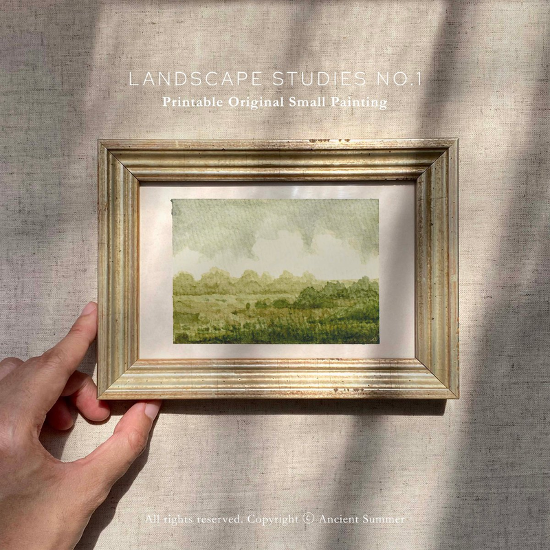 Highlight image 1 for Landscape Studies 01 - Mini Landscape Painting | Printable Original Watercolor Art (Digital Download)