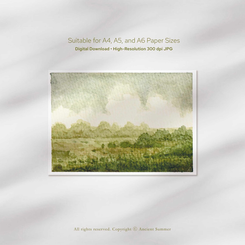 Highlight image 2 for Landscape Studies 01 - Mini Landscape Painting | Printable Original Watercolor Art (Digital Download)