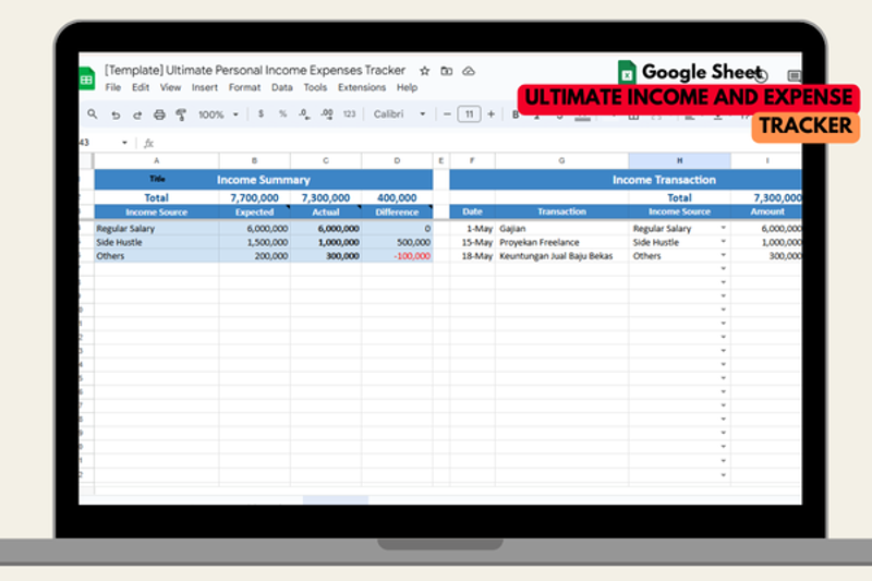 Highlight image for [Template] Ultimate Personal Income Expenses Tracker