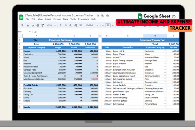 Highlight image for [Template] Ultimate Personal Income Expenses Tracker