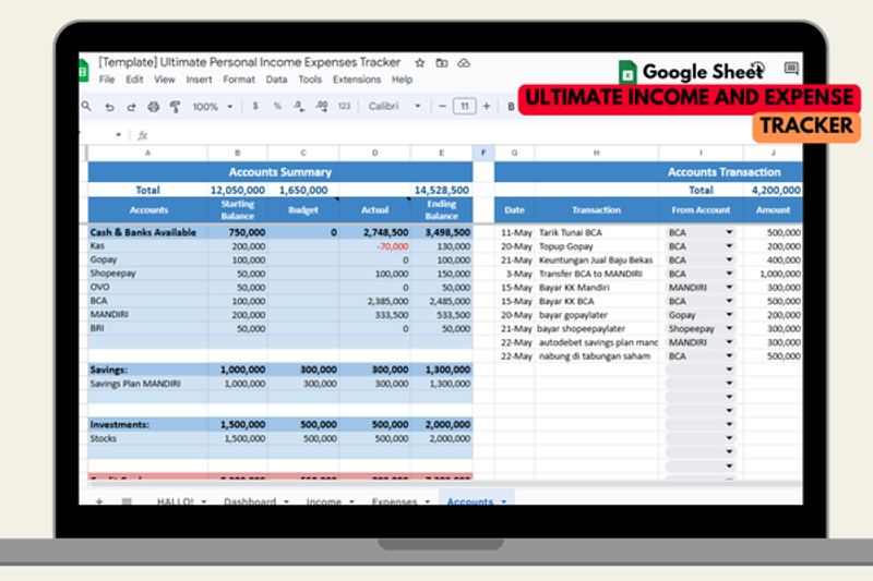 Highlight image for [Template] Ultimate Personal Income Expenses Tracker