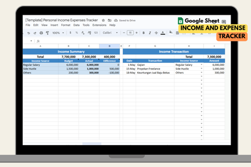 Highlight image 2 for [Template] Personal Income Expense Tracker