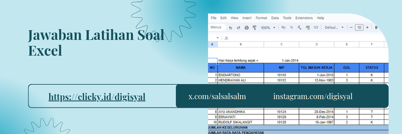 Highlight image 1 for [PREMIUM] Jawaban Latihan Soal Excel + Materi Formula Excel