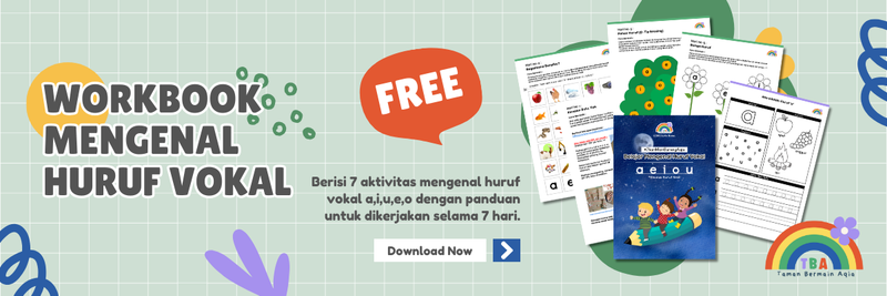 Highlight image 1 for [FREE] TBA - Workbook Mengenal Huruf Vokal (Huruf Kecil aiueo) #7HariMainBarengAqia