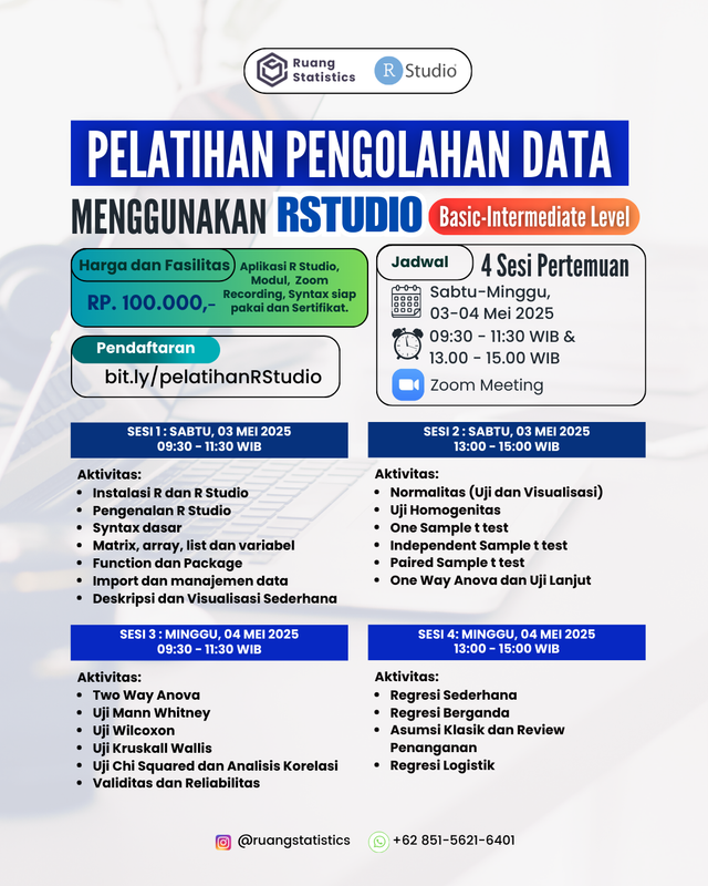 Highlight image 1 for [03-04 Mei 2025] Pelatihan R Studio 