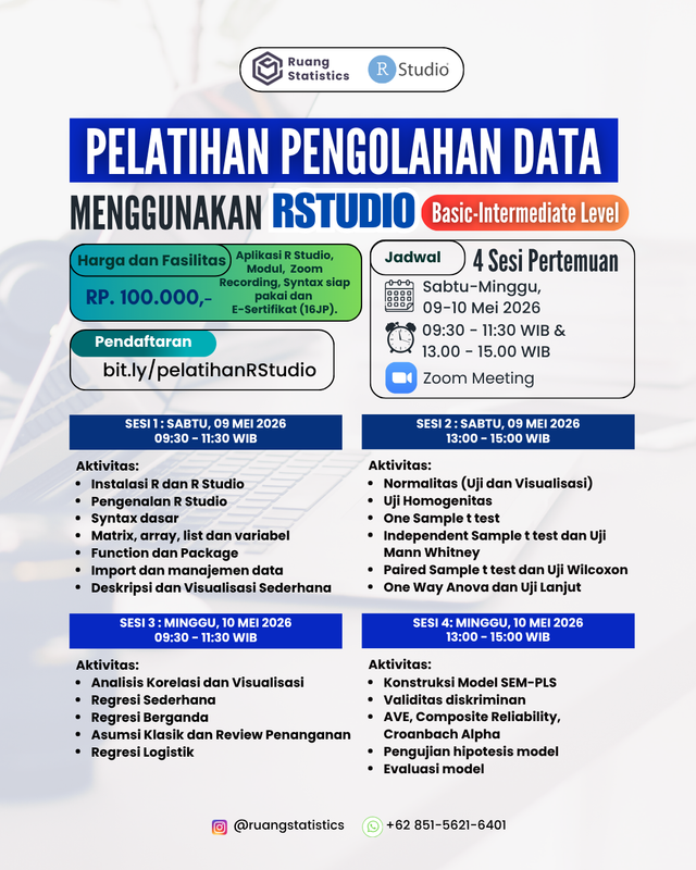 Highlight image 1 for [09-10 Mei 2026] Pelatihan R Studio 
