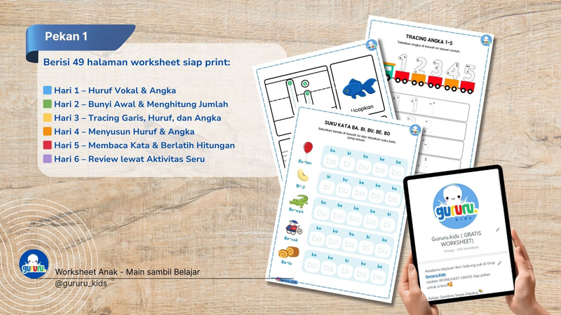 📘 eBook PDF “Worksheet 30 Hari Siap Masuk SD – Pekan #1”
