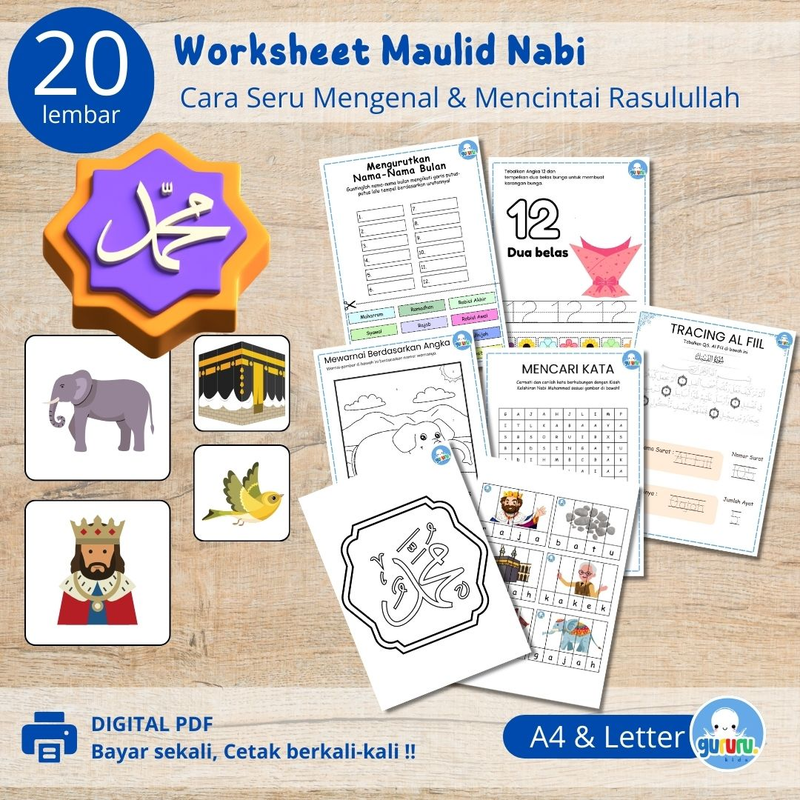 Highlight image for Printable Maulid Nabi -eBook Worksheet Anak Usia 2-8 Tahun 