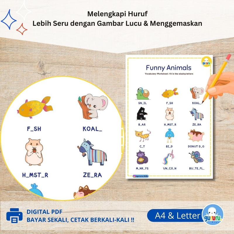 Highlight image for Aktivitas Pra Sekolah: Worksheet Belajar Bahasa Inggris Mengenal Berbagai Hewan