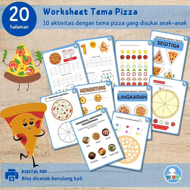 Highlight image for Worksheet Anak TK Tema Pizza