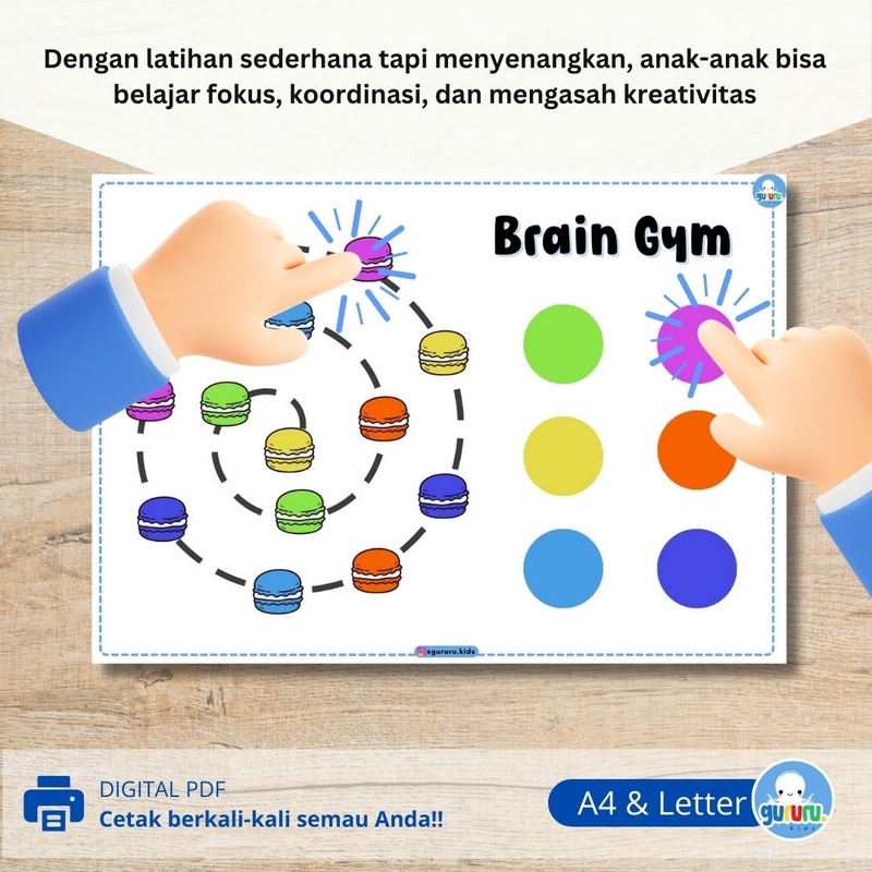 Highlight image 2 for Worksheet Brain Gym untuk Anak TK – Latih Kecerdasan dan Motorik Anak Sambil Bermain