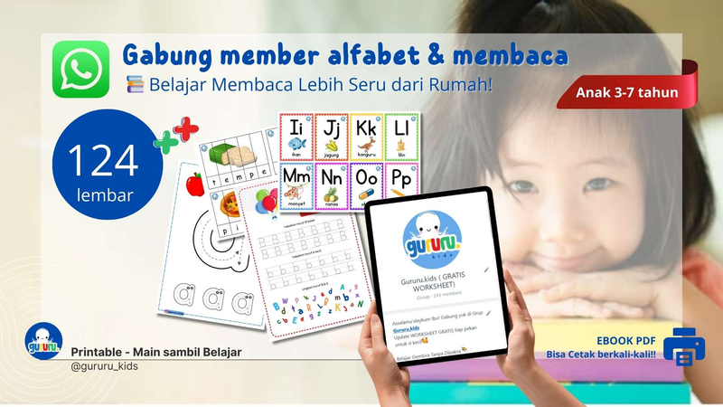 Highlight image for Member Gururu Kategori Membaca – Worksheet Anak PDF Usia 2-8 Tahun | Belajar Membaca & Huruf
