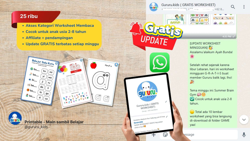 Highlight image for Member Gururu Kategori Membaca – Worksheet Anak PDF Usia 2-8 Tahun | Belajar Membaca & Huruf