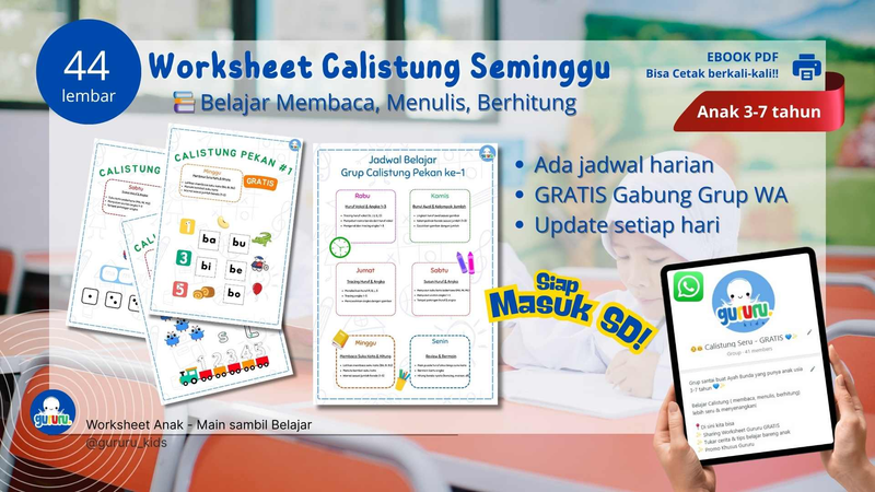 Highlight image 1 for Worksheet Calistung PDF - 1 minggu