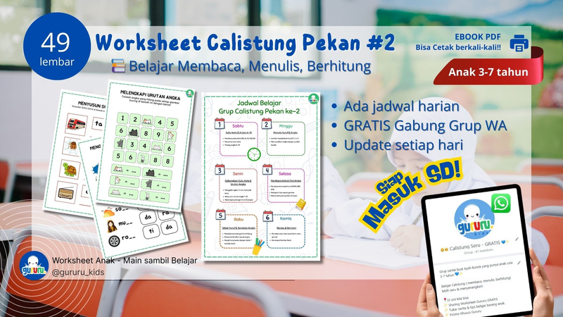 Highlight image 1 for Worksheet Calistung 2 PDF - 49 Lembar ! 