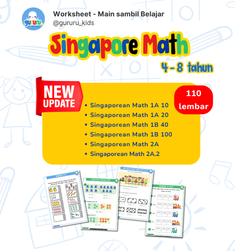 Highlight image 1 for Akses LENGKAP PDF Singapore Math Worksheet Anak 
